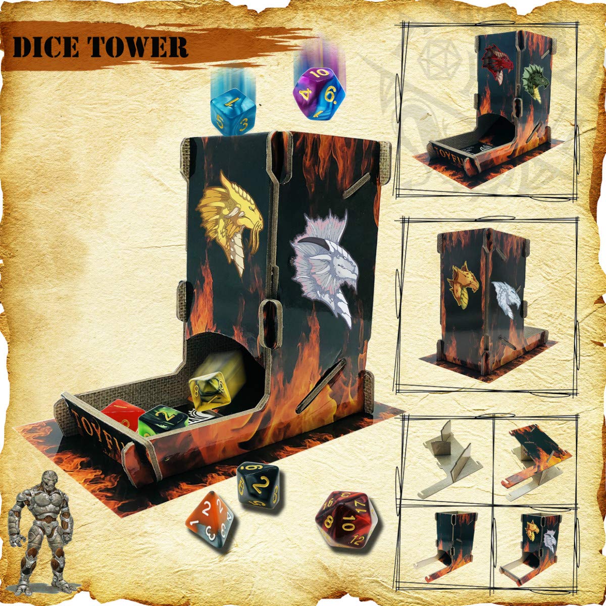 TOYFUL 6 Sets DND Dice Polyhedral Dungeons and Dragons DND RPG MTG Table Game Dice Bulk with Free Six Drawstring Bags and D&D Di