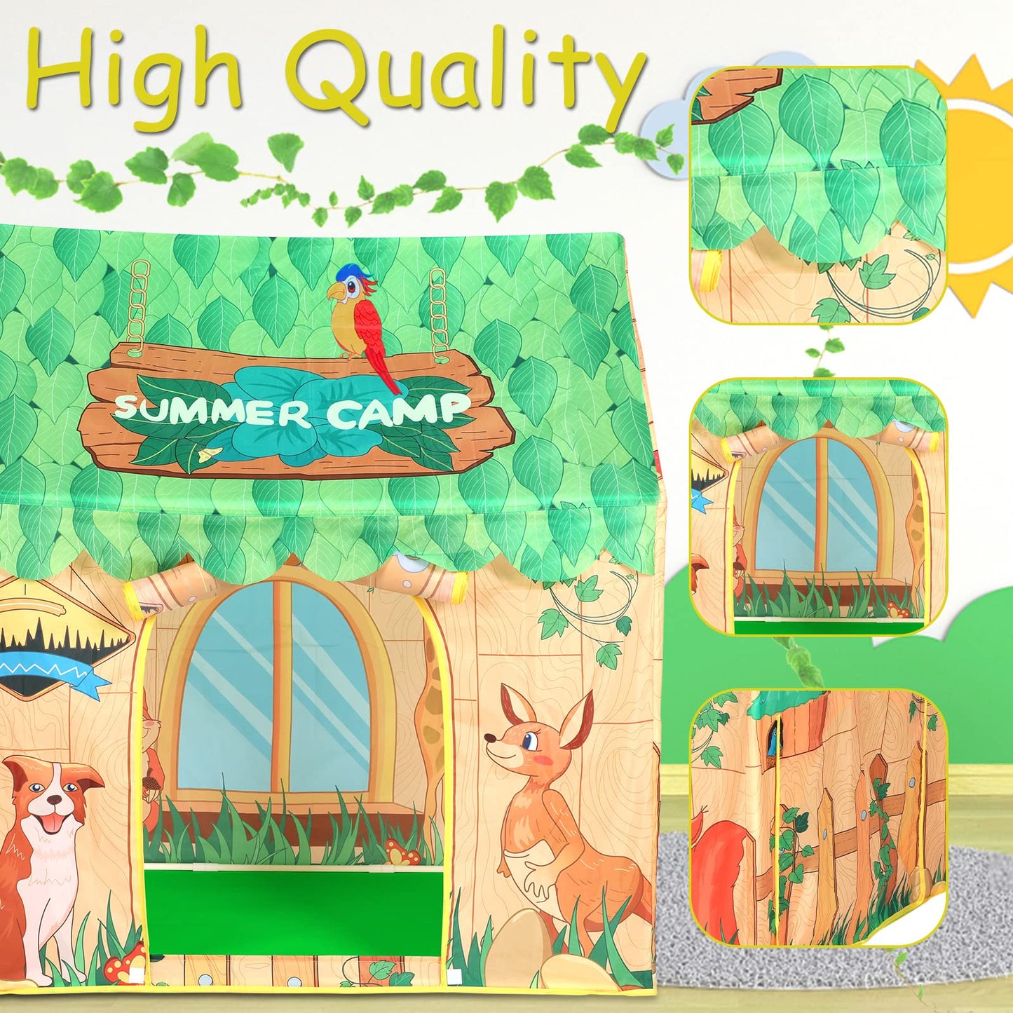 Swehouse Kids Indoor And Outdoor Play Tents For Boys And Girls Toys Children Indoor Playhouse, Gifts For Christmas Birthday (Forest House Tent With Lights)