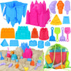 FUSPWEAO Beach Toys Sand Toys for Kids, Sand Castle Toys for Beach with 2 Sand Castle Bucket and Mesh Bag, Sand Molds, Shovels a