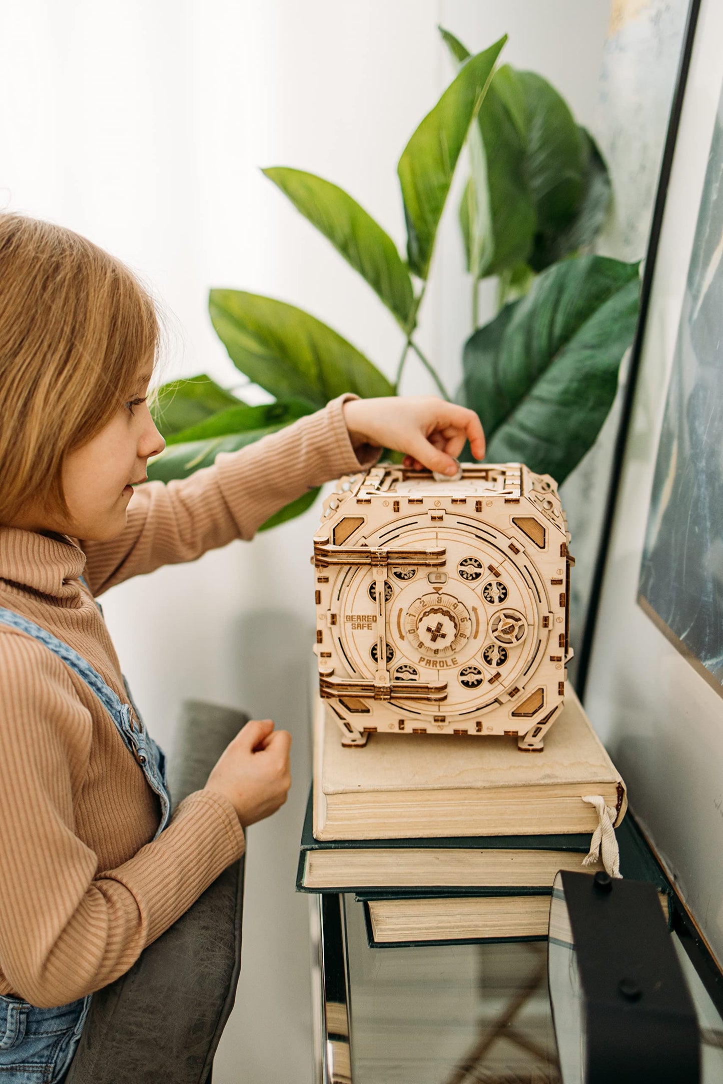 Wood Trick Safe Wooden Model Kit For Adults And Kids To Build - Diy Locker Puzzle Box With Combination - Mechanical - Store Your Precious Items - Heavy Duty Design - 3D Wooden Puzzle