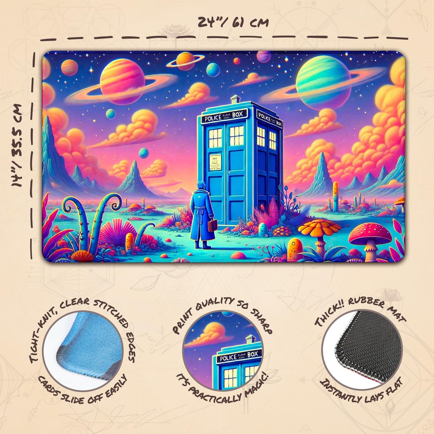 Wizcraft Gaming Paramint Tardis In Space (Stitched) - Doctor Who, Mtg Playmat - Compatible With Magic The Gathering Playmat - Pl