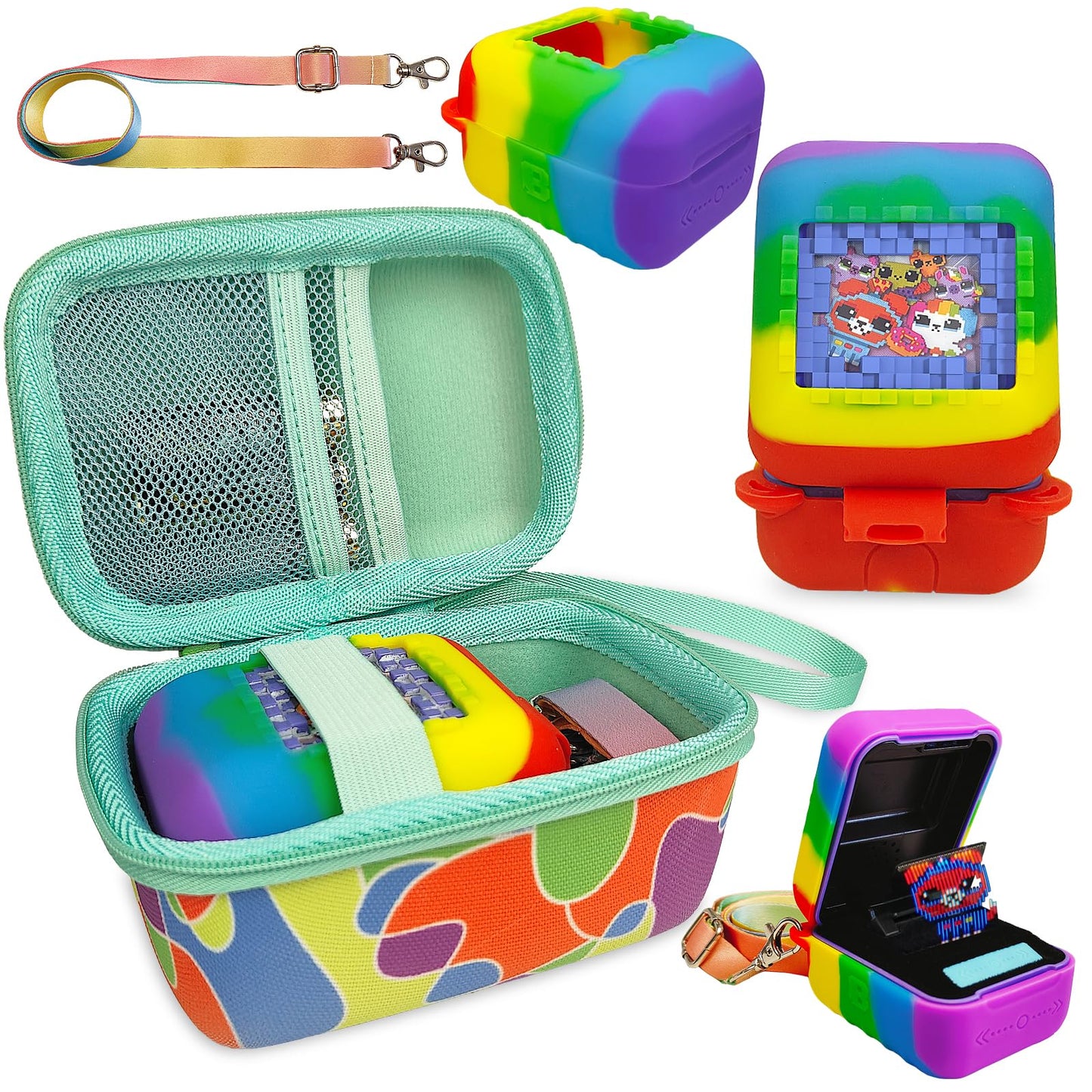 Jchpine Hard Carrying Case And Silicone Cover For Bitzee Interactive Toy Digital Pet, Protective Case For Bitzee Virtual Electro
