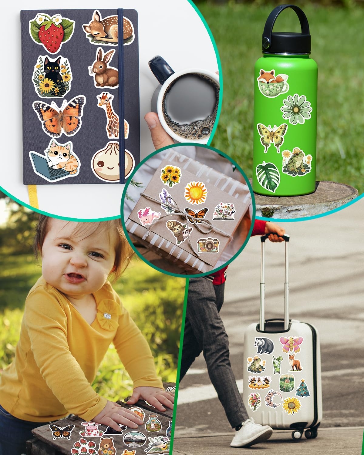 Aowdiao 150 Pcs Aesthetic Stickers Pack - Waterproof, Durable Designs For Teens, Kids, And Adults - Ideal For Parties, Gifts, An