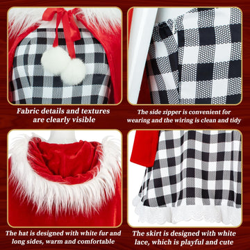 Xinxiaomeng 7PCS Cindy Lou Who Costume Kids Girls Christmas Costume Cindy Dress Cape Wig Christmas Elf Outfit Accessories