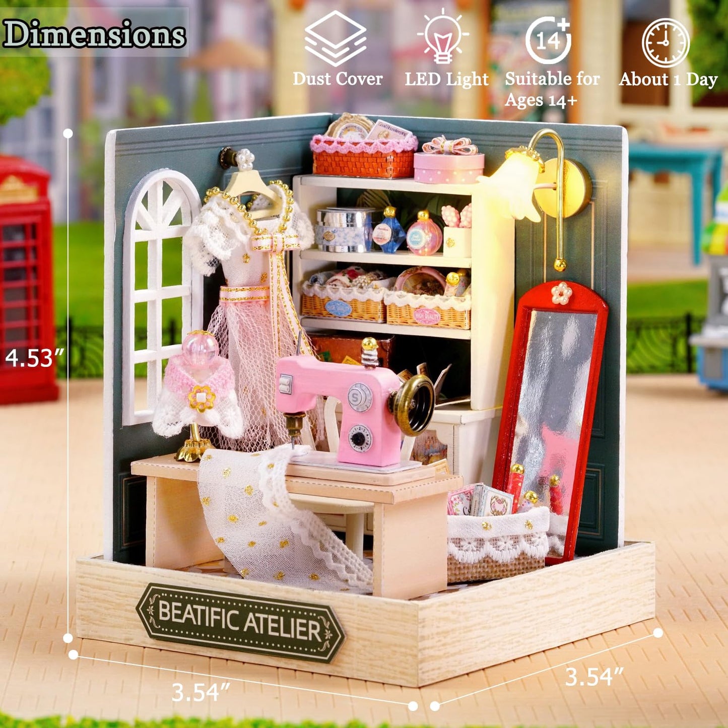 Tukiie Diy Miniature Dollhouse Kit With Furniture, 1:24 Scale Creative Room Mini Wooden Doll House Plus Dust Proof For Kids Teens Adults(Beatific Atelier)