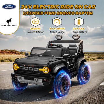 Enyopro 24V Licensed Ford Bronco Raptor Electric Car For Kids, 2 Seater Battery Operated Ride On Truck Toys With Remote Control,