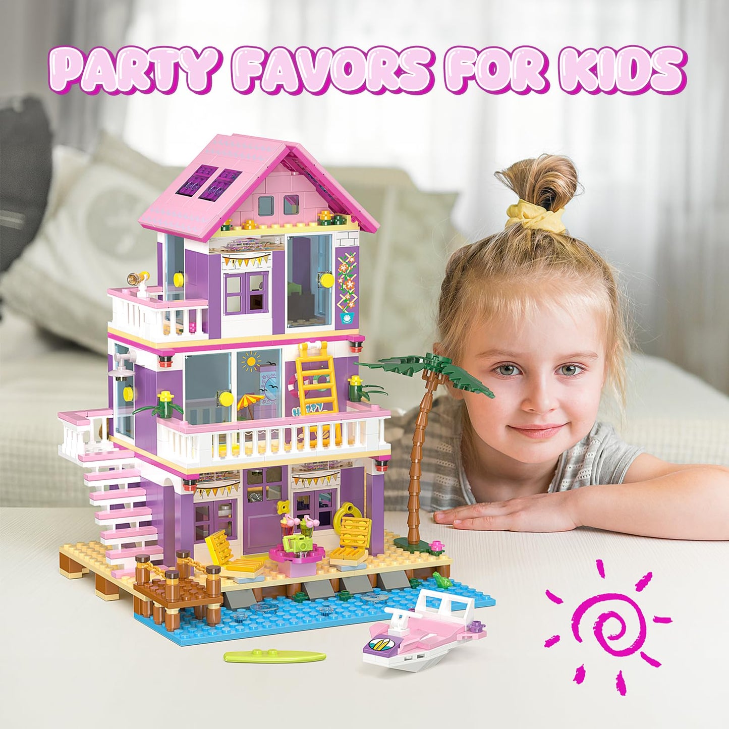 Beach House Building Set, Seaside Villa House Building Toys Compatible With Lego Friends Sets For Girls Age 8-12, Creative Holid