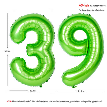 Number Balloons 40 Inch Green Birthday Party Decorations 39St Digital Jumbo Helium Foil Mylar Balloon