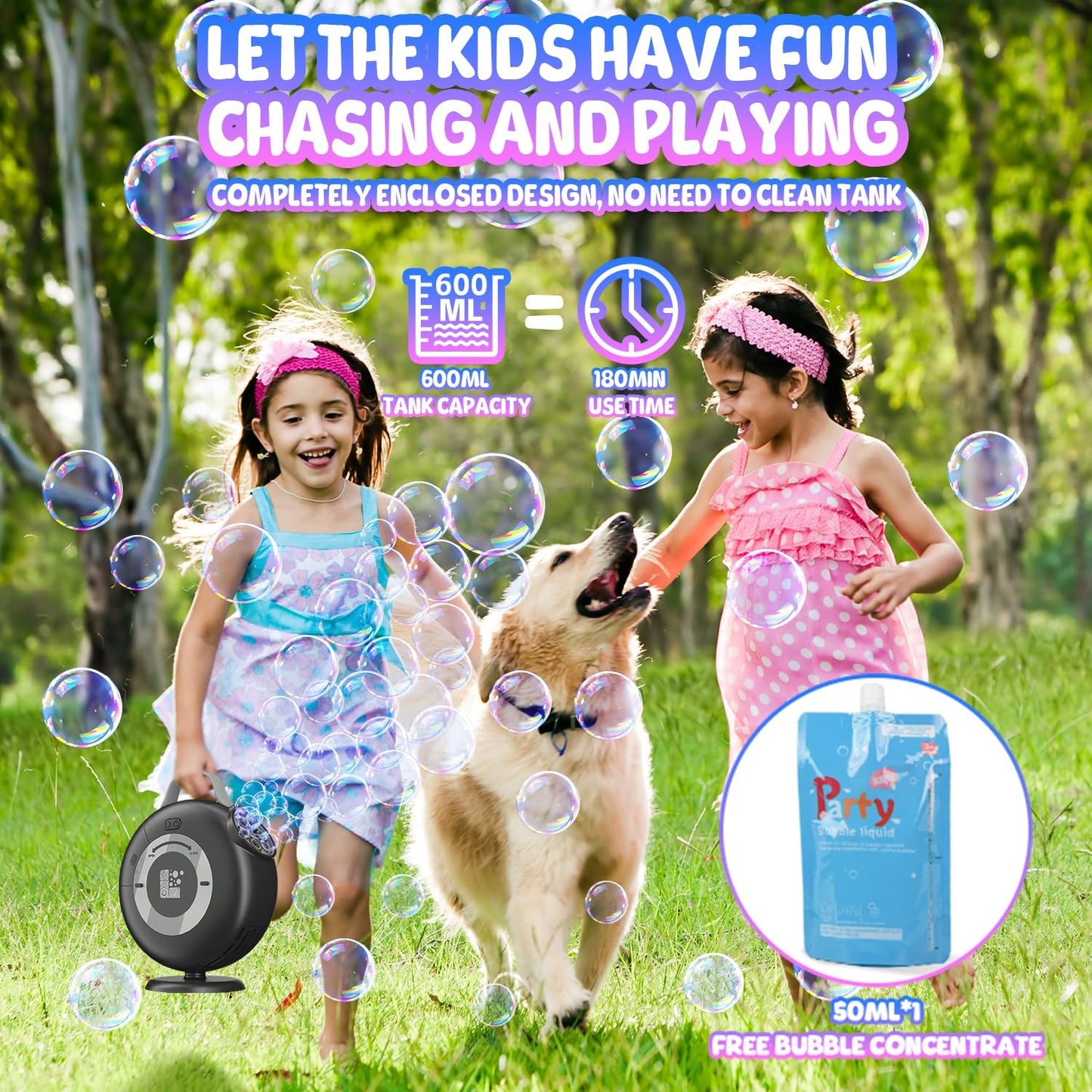 Bubble Machine, Automatic Bubble Blower For Kids Toddlers, 8000+ Bubbles Per Minute, 90 200 Oscillating Electric Plug-In Or Batt