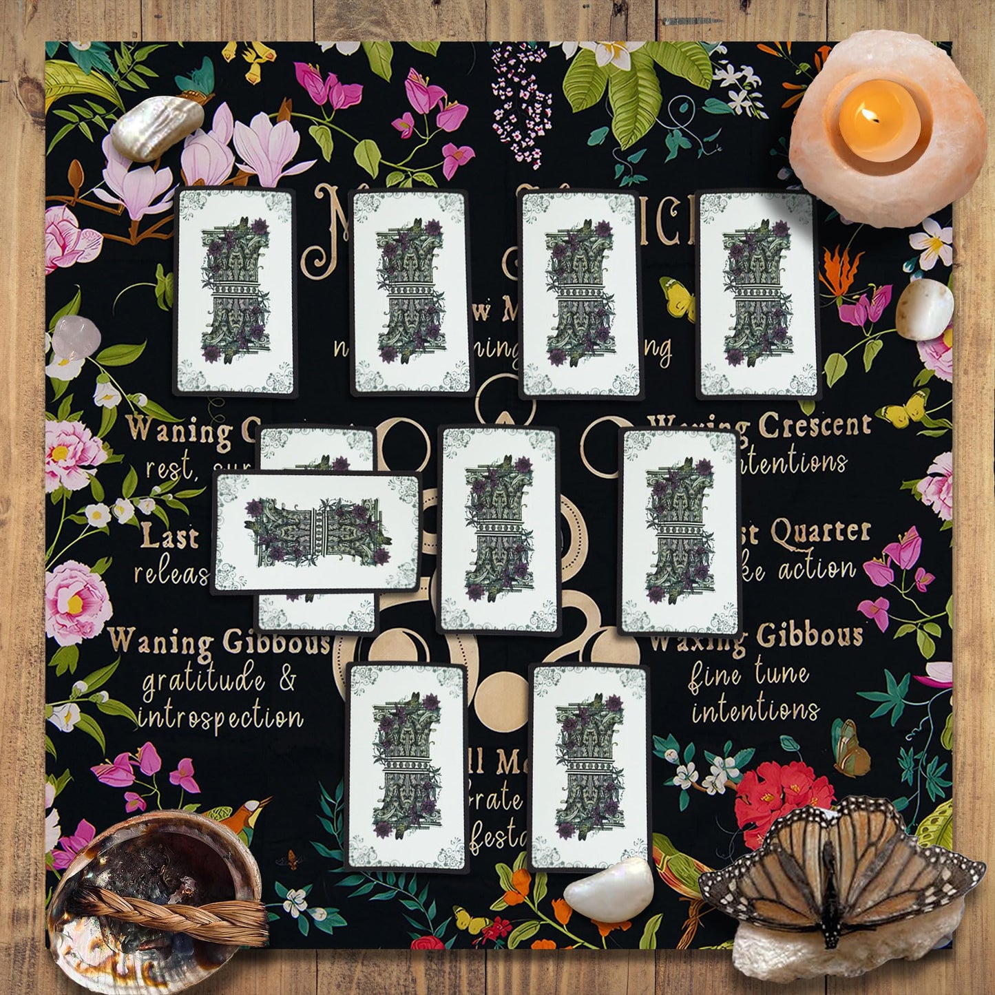 Knana Tarot Cloth Altar Cloth Tarot Mat Witchcraft Tarot Cloth Silk For Reading Tarot Accessories Tarot Cloth For Spread - With Tarot Card Bag (Black Snake)