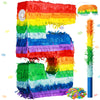 Rainbow Number Piñata Multicolor Number Piñata Small Kids Birthday Party Piñata With Blindfold Stick And Confetti Small Piñata For Birthday Anniversary Cinco De Mayo Fiesta Party Decor(Number 5)
