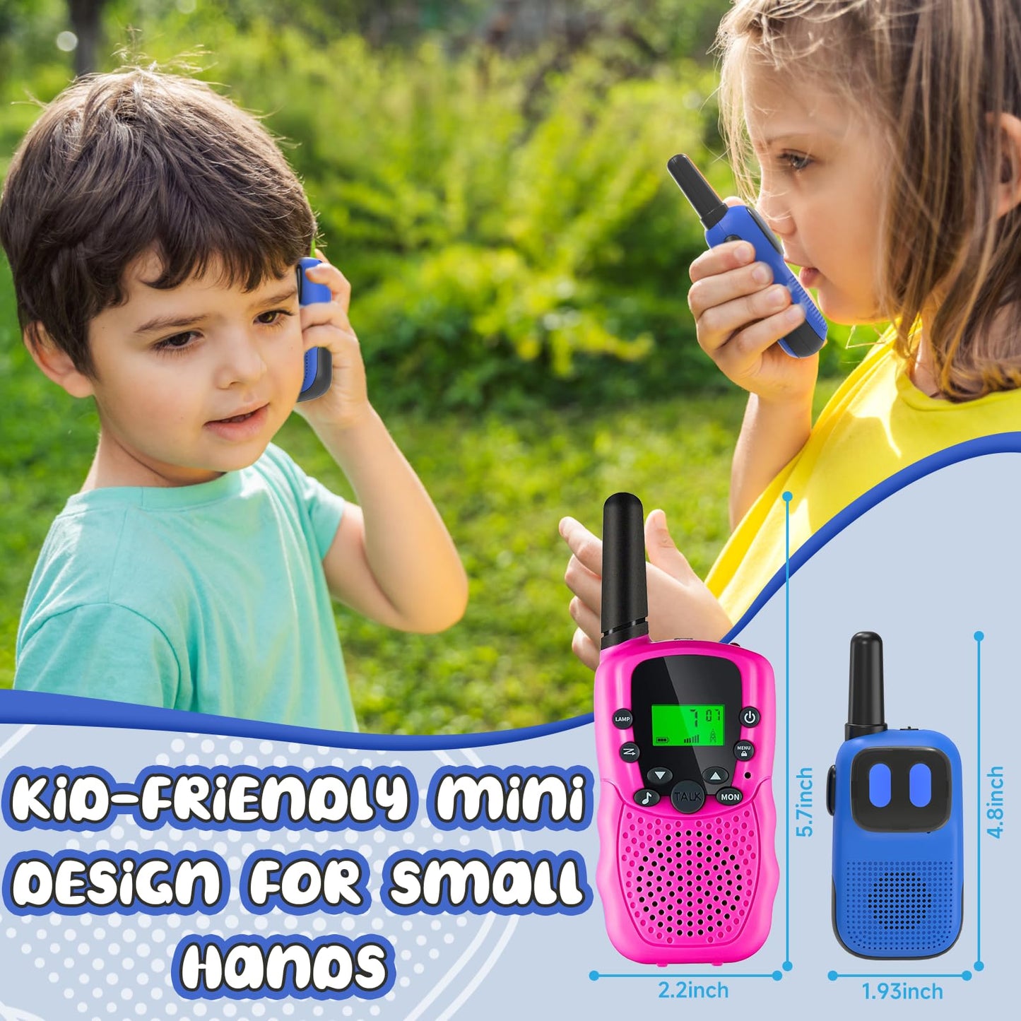 Holiky Toys For Ages 5-7 Boys Girls, Walkie Talkies For Kids 1000Ft Range 2 Channels 2 Way Radio Toy Christmas Birthday Gifts Fo