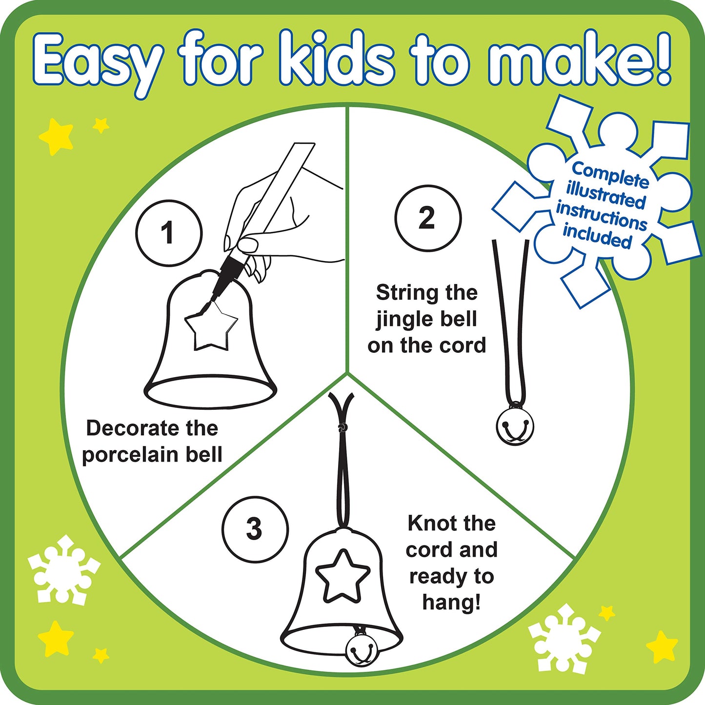READY 2 LEARN Christmas Crafts - Design Your Own Porcelain Bells - Craft Kit for Kids - Christmas Tree Decorations - All Materia
