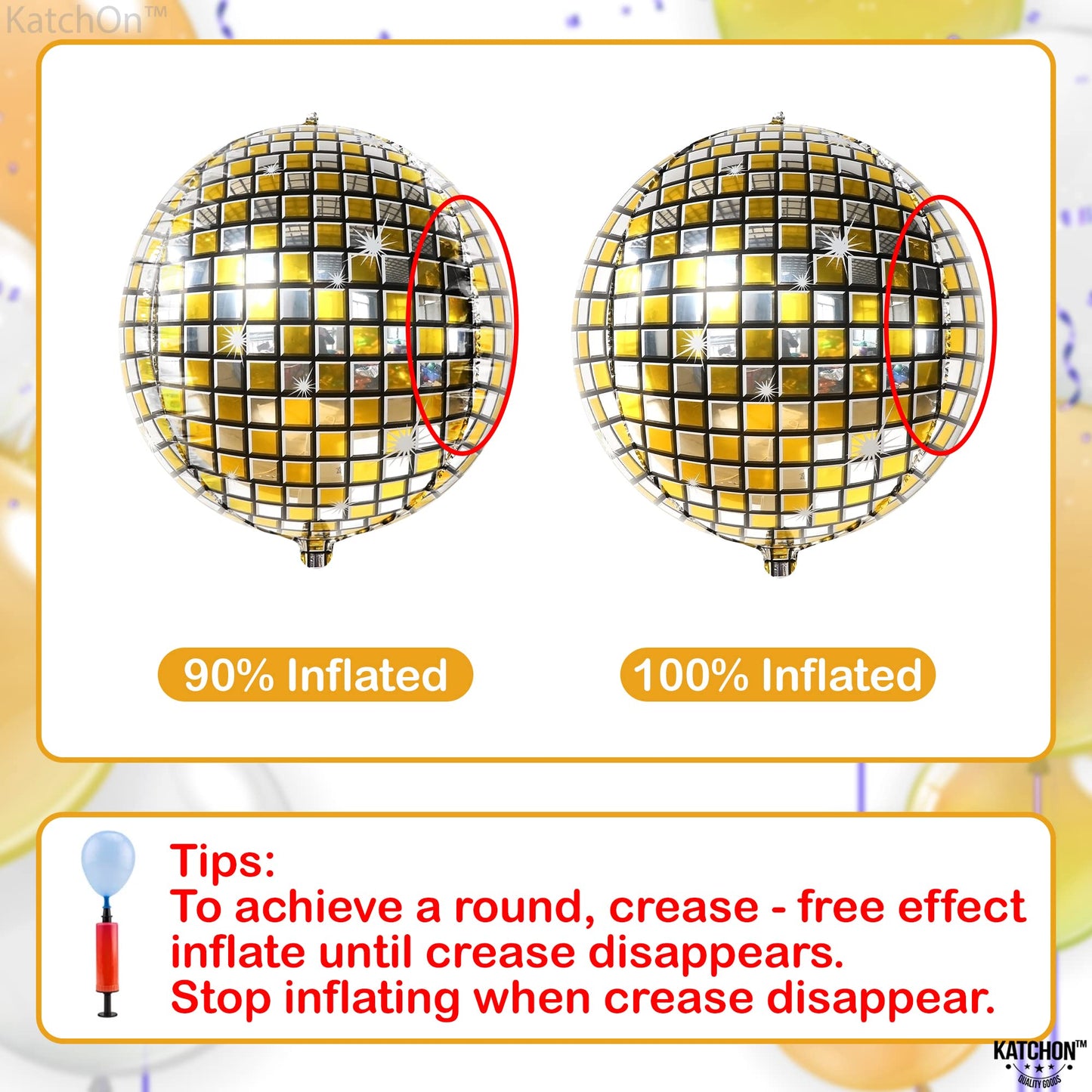 Katchon, Gold Disco Ball Balloons - 22 Inch, Pack Of 6 | Metallic Gold Disco Balloons For Graduation Decorations, Class Of 2025