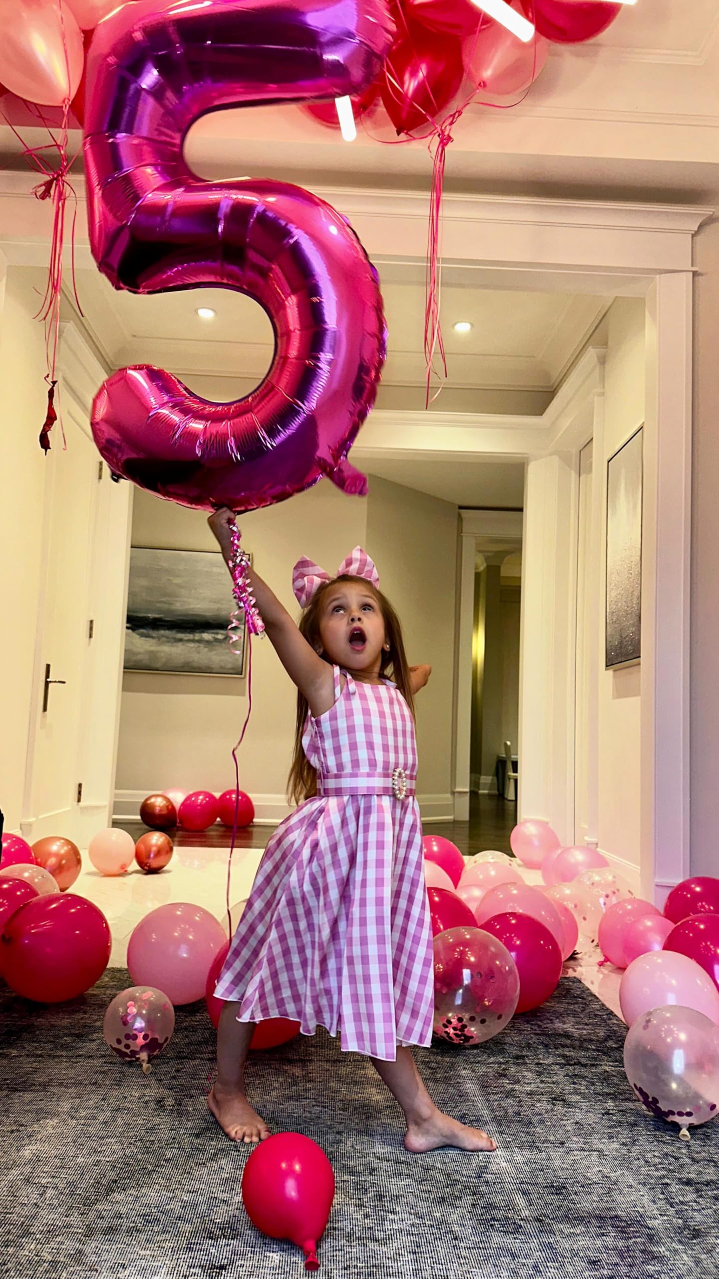Hot Pink Number 5 Balloon 40 Inch, 5 Balloon Number, 5Th Birthday Decorations, Hot Pink Party Supplies For Boys Girls
