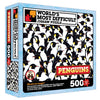 TDC Games 500-Piece Double-Sided Jigsaw Puzzle - World's Most Difficult Penguins - 15 in - Black