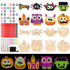 Bafeil 24 Pcs Halloween DIY Wooden Magnets to Paint, Halloween Glow in The Dark Wood Painting Crafts, Fridge Magnets Craft Kits