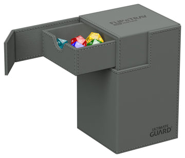 Ultimate Guard Flip'N'Tray 100+, Deck Case For 100 Double-Sleeved Tcg Cards + Dice Tray, Grey, Independent Magnetic Closure & Microfiber Inner Lining
