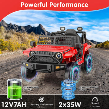 Yuntopkis Ride On Truck,12V7Ah Electric Jeep Car For Toddlers 1-3, Power Wheels With Parent Remote Control For Kids Christmas &