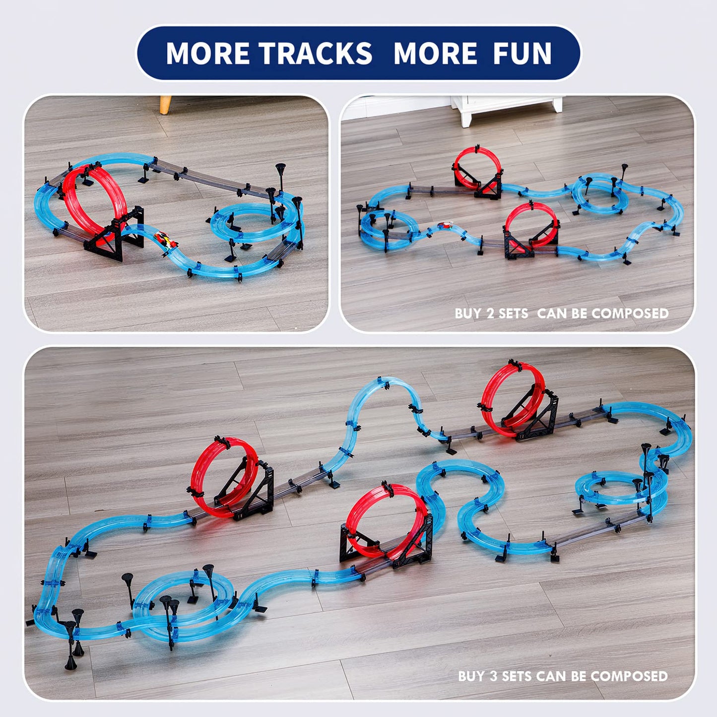 Insgen Slot Car Race Track Sets For Kids, Hot Magnetic Wheels Attraction Track Builder, Electric Remote Control Track Car Birthd