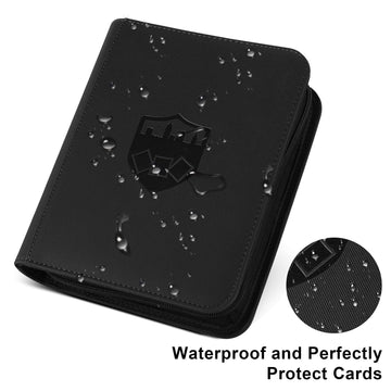 Trading Card Binder 4 Pocket GERMUN PU Cover Card Binder for 160 Cards enhanced Trading Card Holder Folders Double Sided Pocket Card Album for MTG TCG (Black)