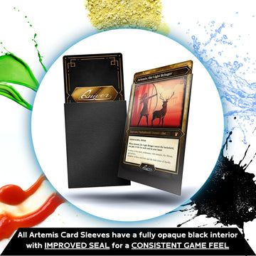 Quiver Time 200 Artemis Standard Size Black Card Sleeves fits Magic: The Gathering Cards - Single Matte TCG Card Protectors Deck Sleeves for Cards for Double Sleeving (66x93mm)