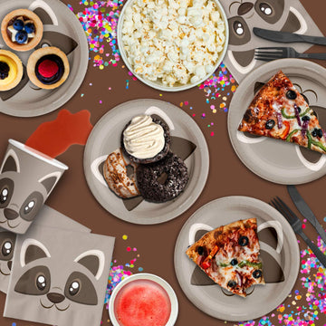 Raccoon Birthday Party Supplies Set Plates Napkins Cups Tableware Kit For 16