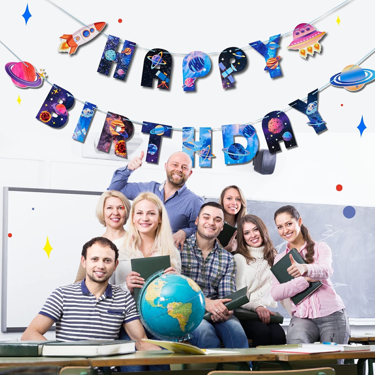 Sunbeauty Universe Outer Space Theme Birthday Banner Galaxy Happy Birthday Party Decoration Space Birthday Decorations Solar Sys