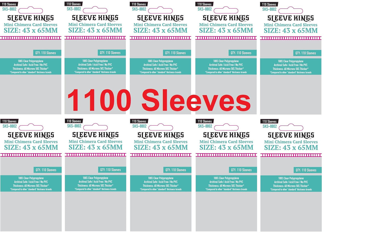 Sleeve Kings Mini Chimera Card Sleeves 43 X 65 Mm (10X110 Pack, 1100 Sleeves)