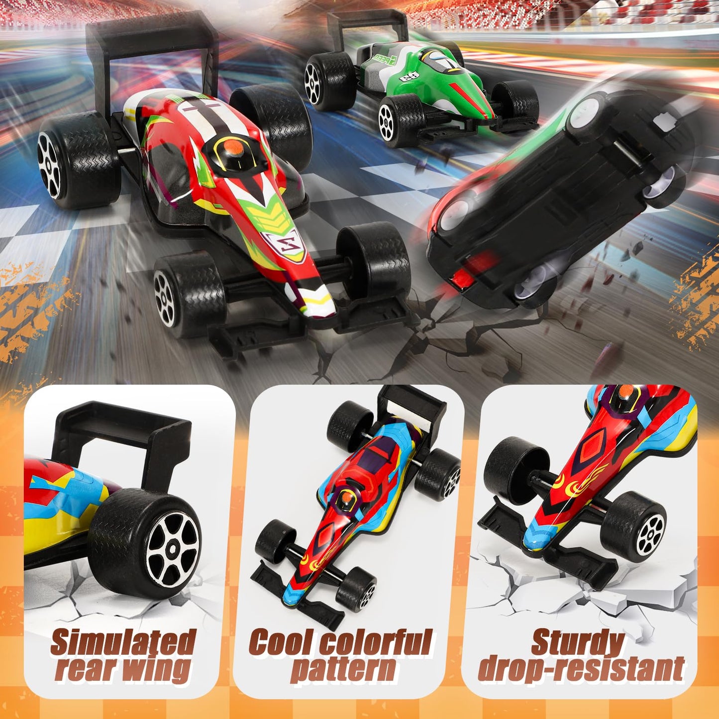 SevenQ Party Favors Toy Cars for Boys with Storage Box, 67Pcs Pull Back Cars F1 Race Cars Bulk, Treasure Box Toys for Classroom
