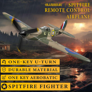 GLUISEUR Remote Control Aircraft Plane, Spitfire RC Plane with 3 Modes for Easy U-Turns and Control for Adults & Kids