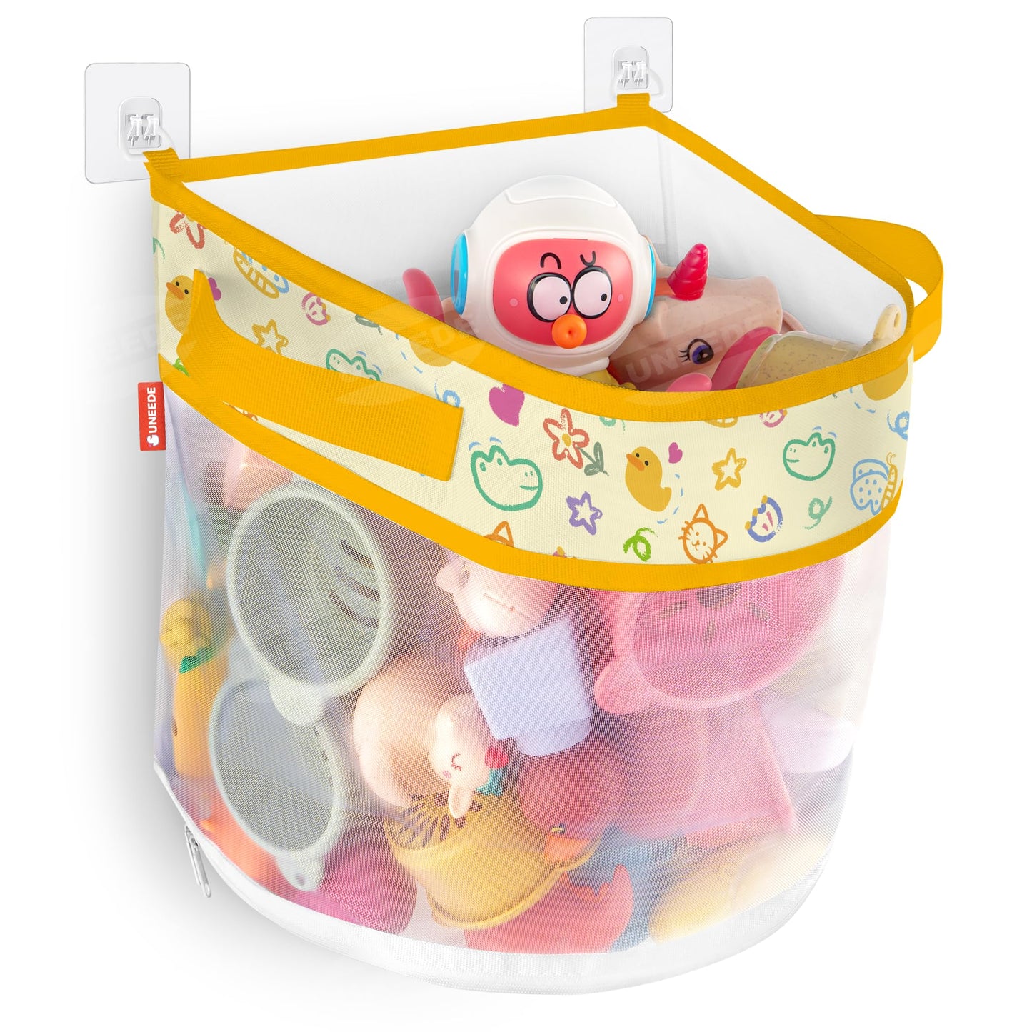 Uneede Duck Print Bath Toy Storage,4.15 Gallons Bathtub Toy Storage Organizer,Bath Toy Holder For Bathtub Organizer And Storage,