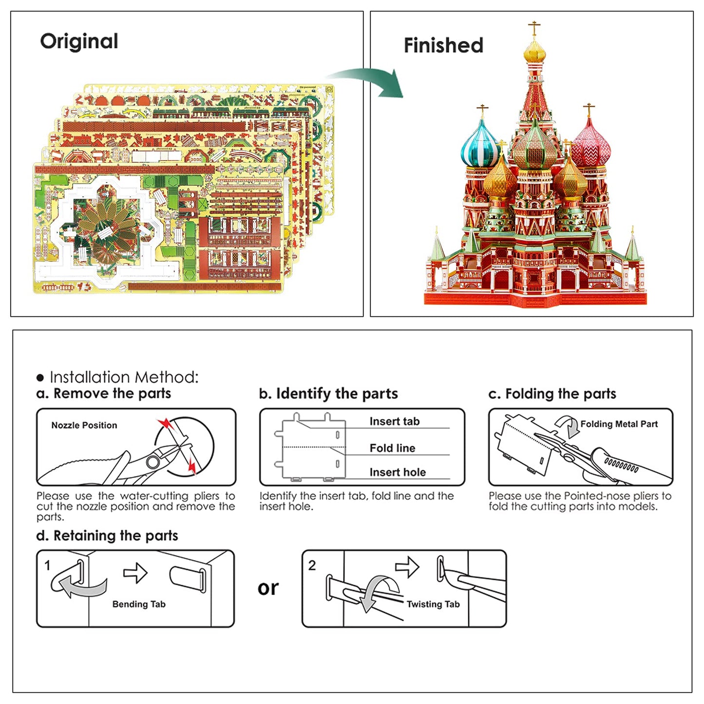 Piececool 3D Metal Puzzle Model Kits Saint Basil’S Cathedral Metal Building Kit For Adults, Brain Teaser Diy Metal Model Kits For Teens Man Woman Family-711 Pcs
