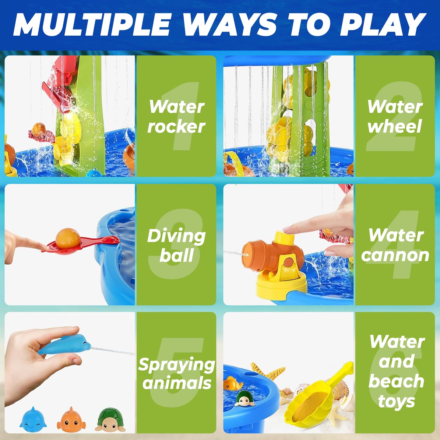 Bellochiddo Water And Sand Table With Water Pumb & Umbrella - Summer Toys 3-Tier Kids Water Play Table, Outdoor Toys For Boys Gi