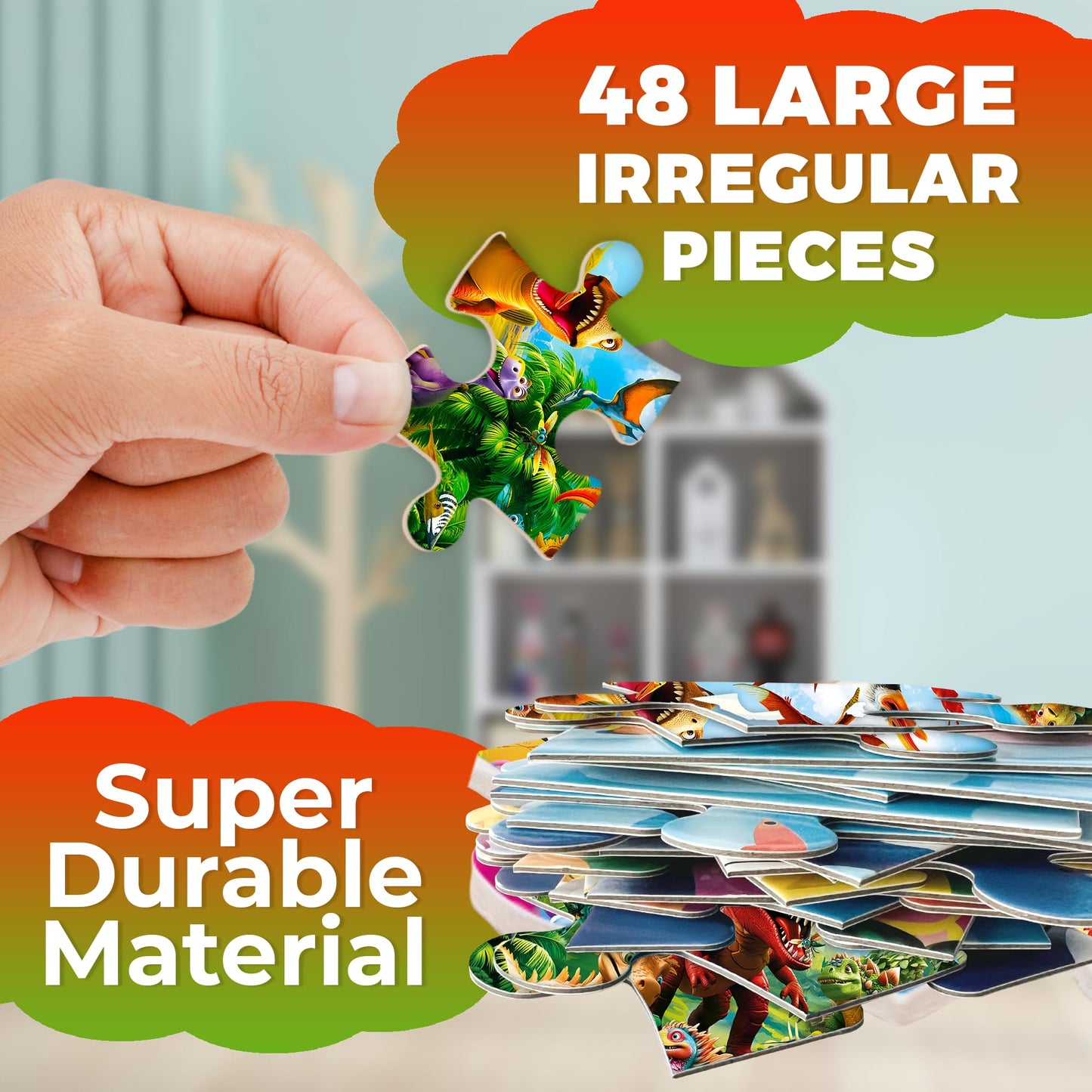 QUOKKA Giant Puzzles for Kids Ages 4-6 - 48 Piece Round Puzzles for Toddlers 3-5