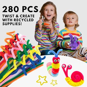 Pipe Cleaners Craft 280 PCS, Chenille Stems 12 Inch, 20 Multi-Colored Craft Supplies for Classroom, DIY Art Fuzzy Sticks & Decor