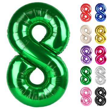 Green Number 8 Balloon 40 Inch, 8 Balloon Number, 8Th Birthday Decorations, Green Party Supplies For Boys Girls