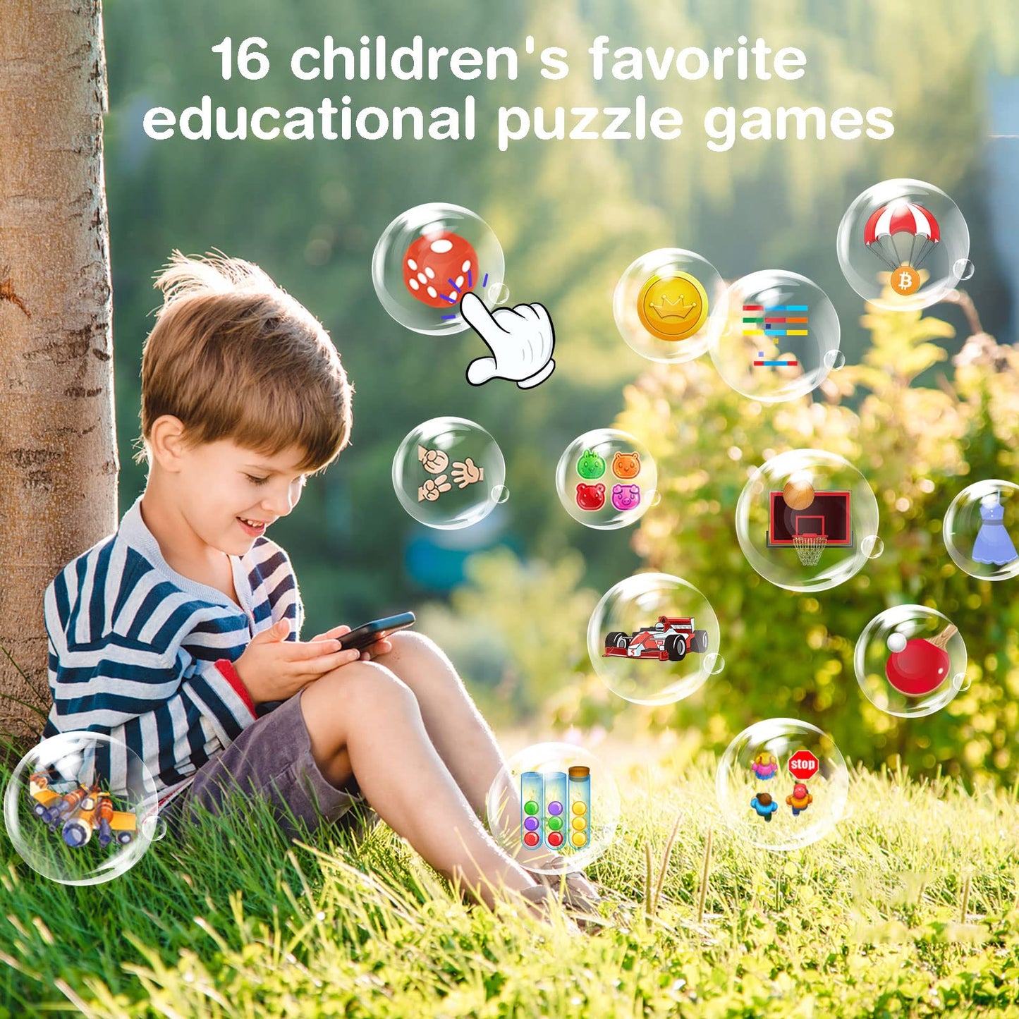 PTHTECHUS Kids Phone Toy for Boys Girls, 3.8 ''Touch Screen Toddler Smartphone with Fun Cameras 16 Games MP3 Music Player Audio