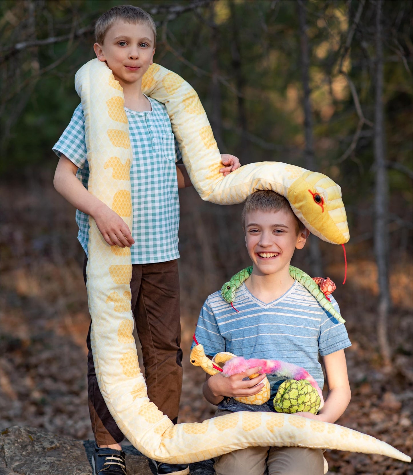 Morismos Giant Snake Plush 120 Inch Long Stuffed Animal Plush Snake With Babies Snake Stuffed Animal Toy For Kids Plush Party Decorations Favors Prank Props, 4 Snake Babies, 3 Snake Eggs