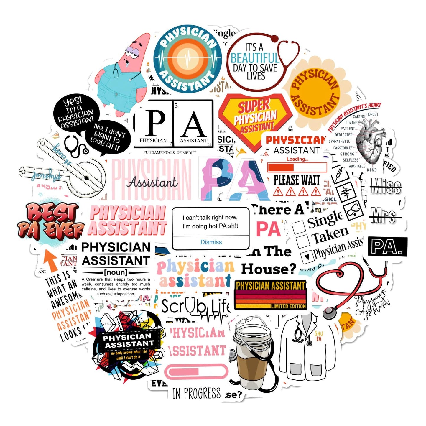 Bulbacraft 100Pcs Physician Assistant Laptop Stickers, Physician Assistant Gifts For Women, Pa Week Gifts, Pa Gifts For Women, P