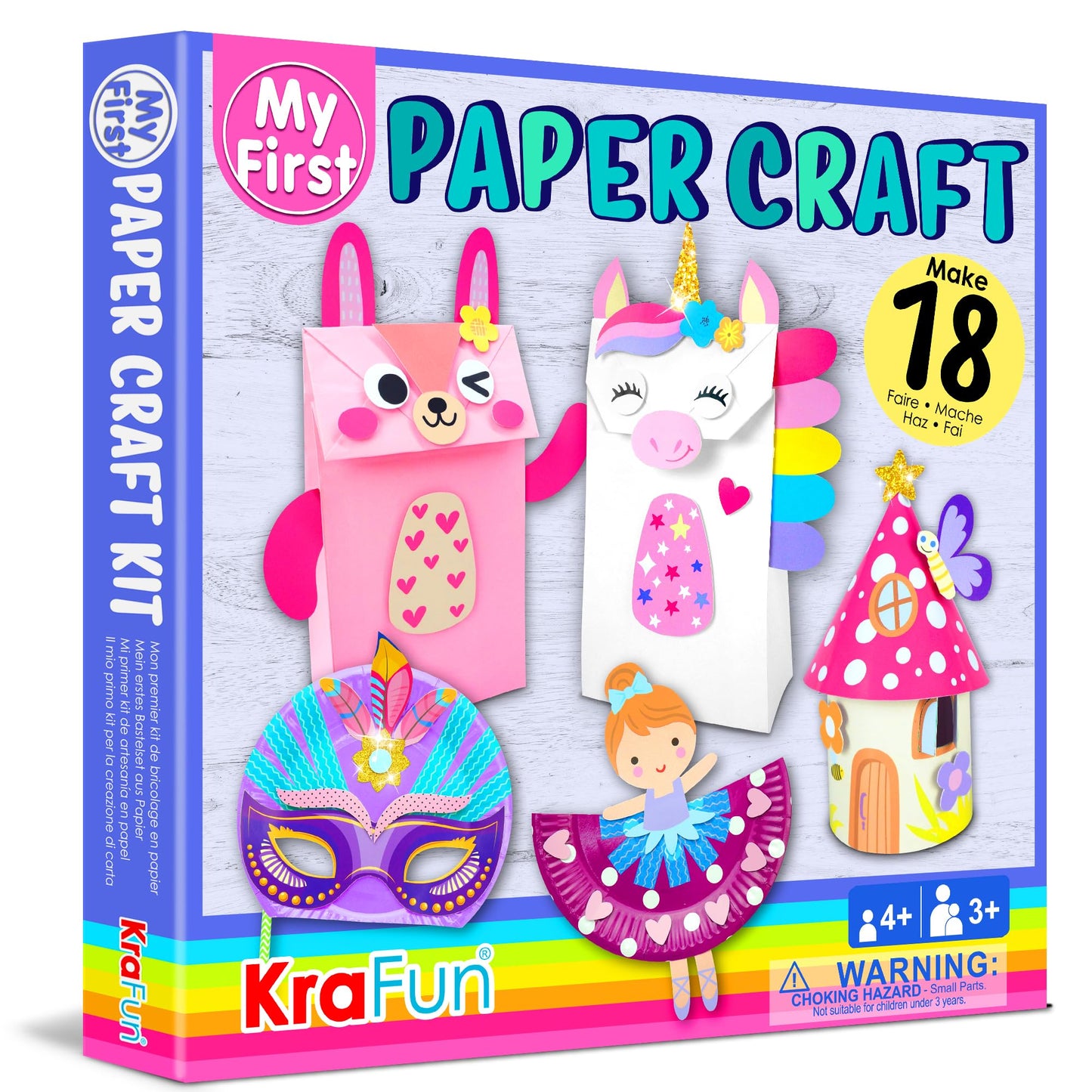 Krafun My First Unicorn Bunny Paper Craft Kit For Toddlers And Girls Age 3-8 Years Old, Include 18 Cute Diy Arts And Crafts Projects, Organized Art Activities Supplies Box Preschool Creative Toys