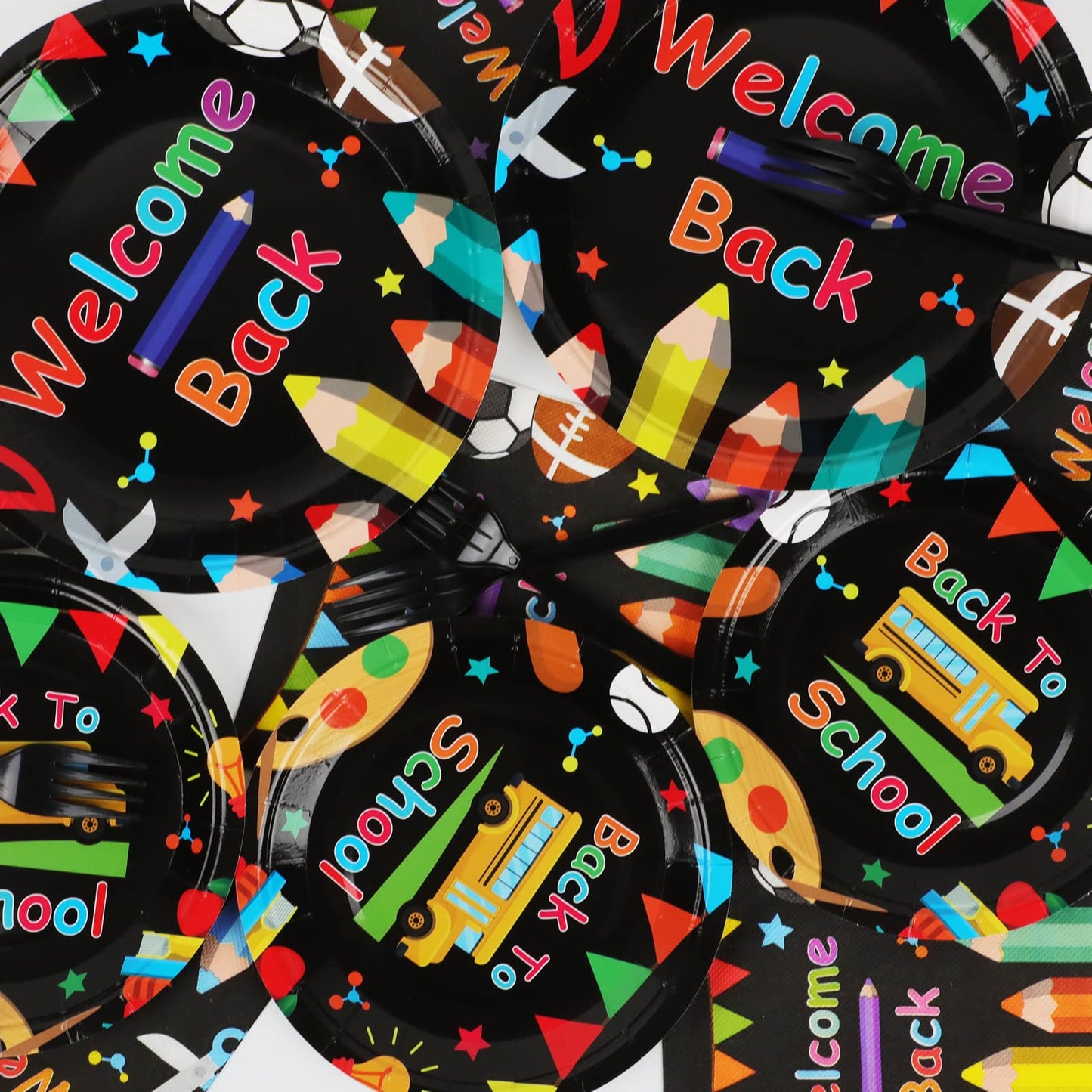 96 Pcs Back To School Party Plates And Napkins Party Supplies School Season Tableware Set Back To School Party Decorations Favor