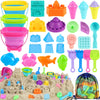 Collapsible Beach Toys For Kids Toddlers, 3 Foldable Buckets And Shovels Set, Sand Castle Building Kit, Ice Cream Travel Sand To