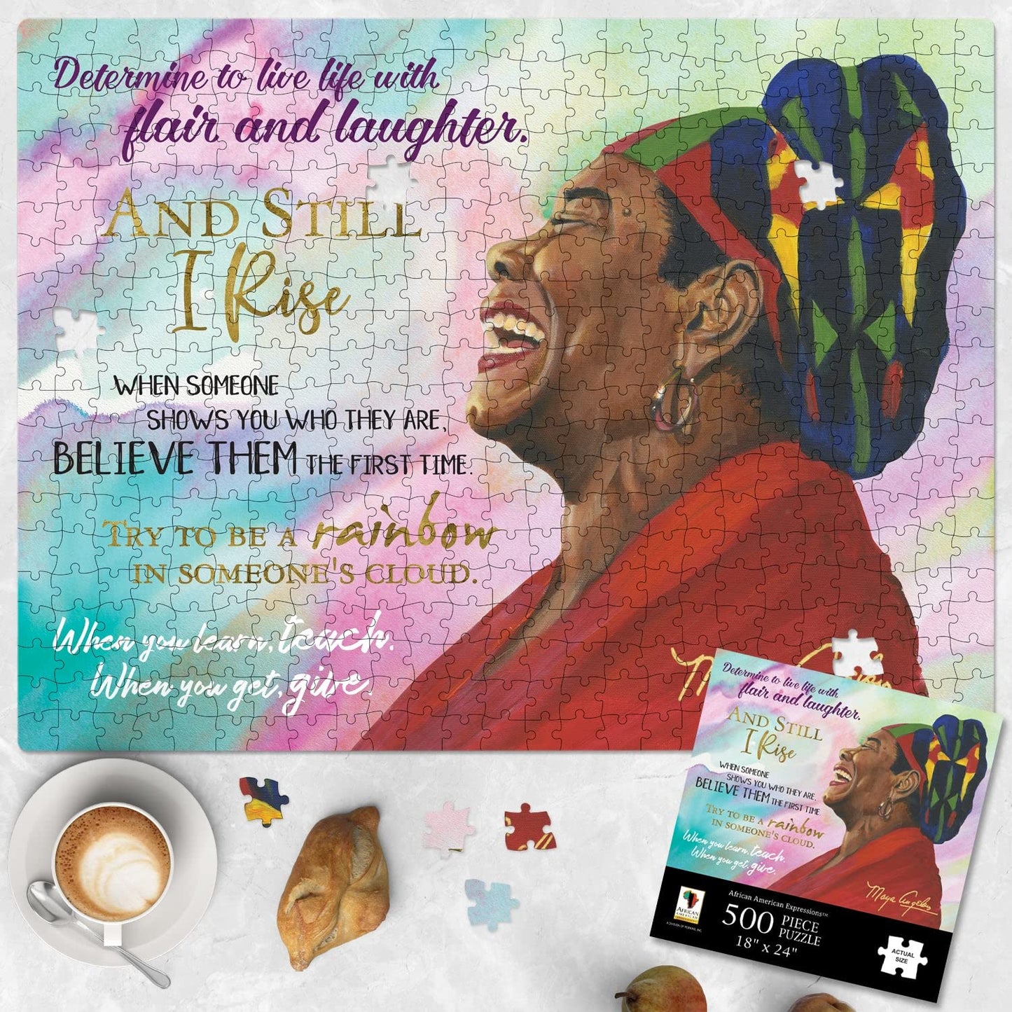 African American Expressions Maya Angelou Quotes 500 Piece Jigsaw Puzzle - Cardboard for Adults, Inspiring Fall Relaxation Puzzle
