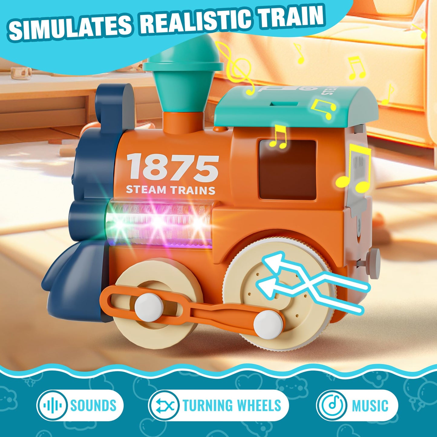 Morecoll Electric Train Set For Toddlers, Kids Train Set W/Music, Lights & Train Tracks - First Choo Choo Train For Toddlers, Ma