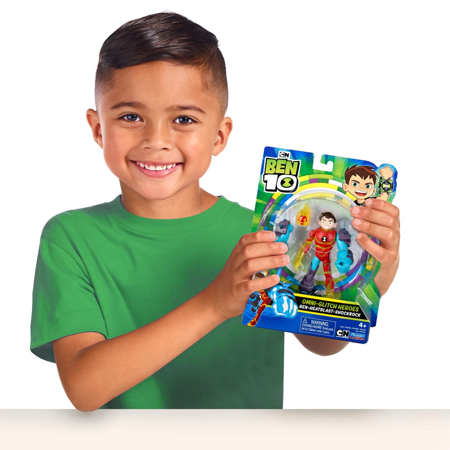 Ben 10 Omni-Glitch Heroes Action Figure Set - Ben, Heatblast, Shock Rock - Medium Multi Plastic - Model 76142