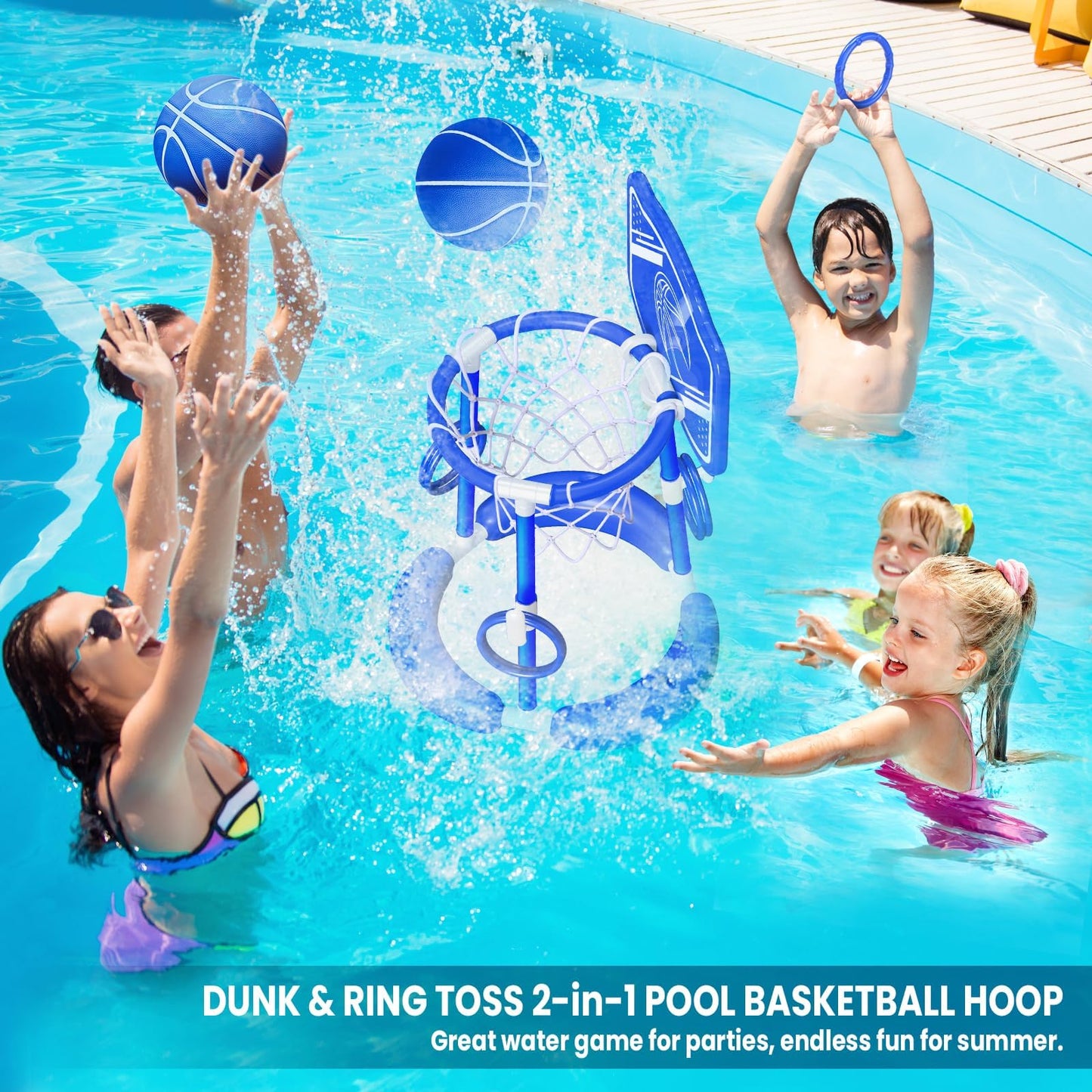 Springflower Pool Basketball Hoop With Backboard, Kids & Adults Swimming Pool Floating Basketball Pool Game,Pool Floating Basket