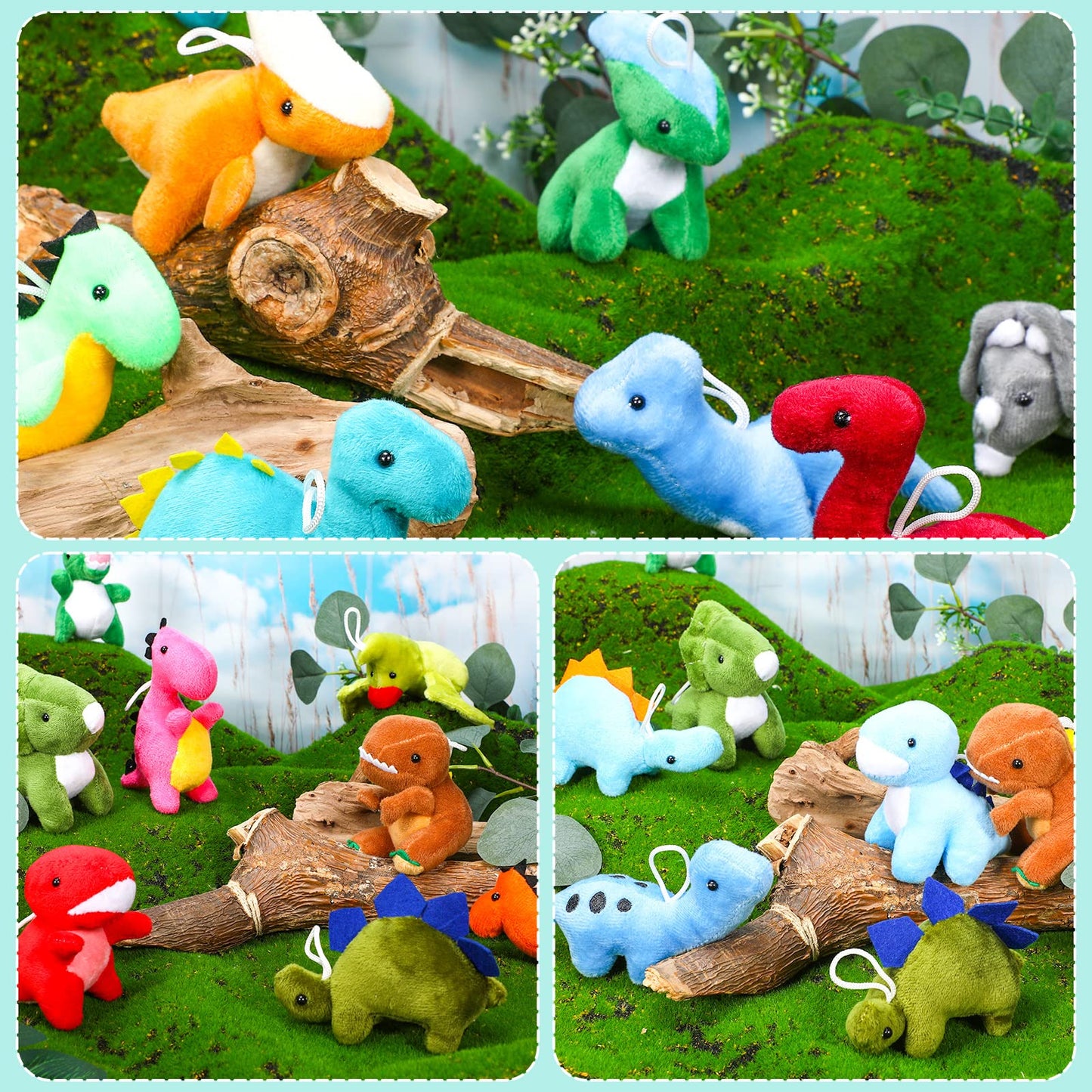 Aoriher 20 Pack Valentine'S Day Plush Mini Dinosaur Stuffed Animal Bulk Dinosaur Party Favors Toys Soft Dino Figures Assortment Cute Dino Plush Easter Bags Filler For Boys Girls