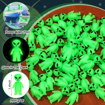Croblissful 25 Pcs Mini Alien Figures Glow In The Dark Small Aliens Figurine For Halloween Party Favors Prank Alien Figure Rubbe