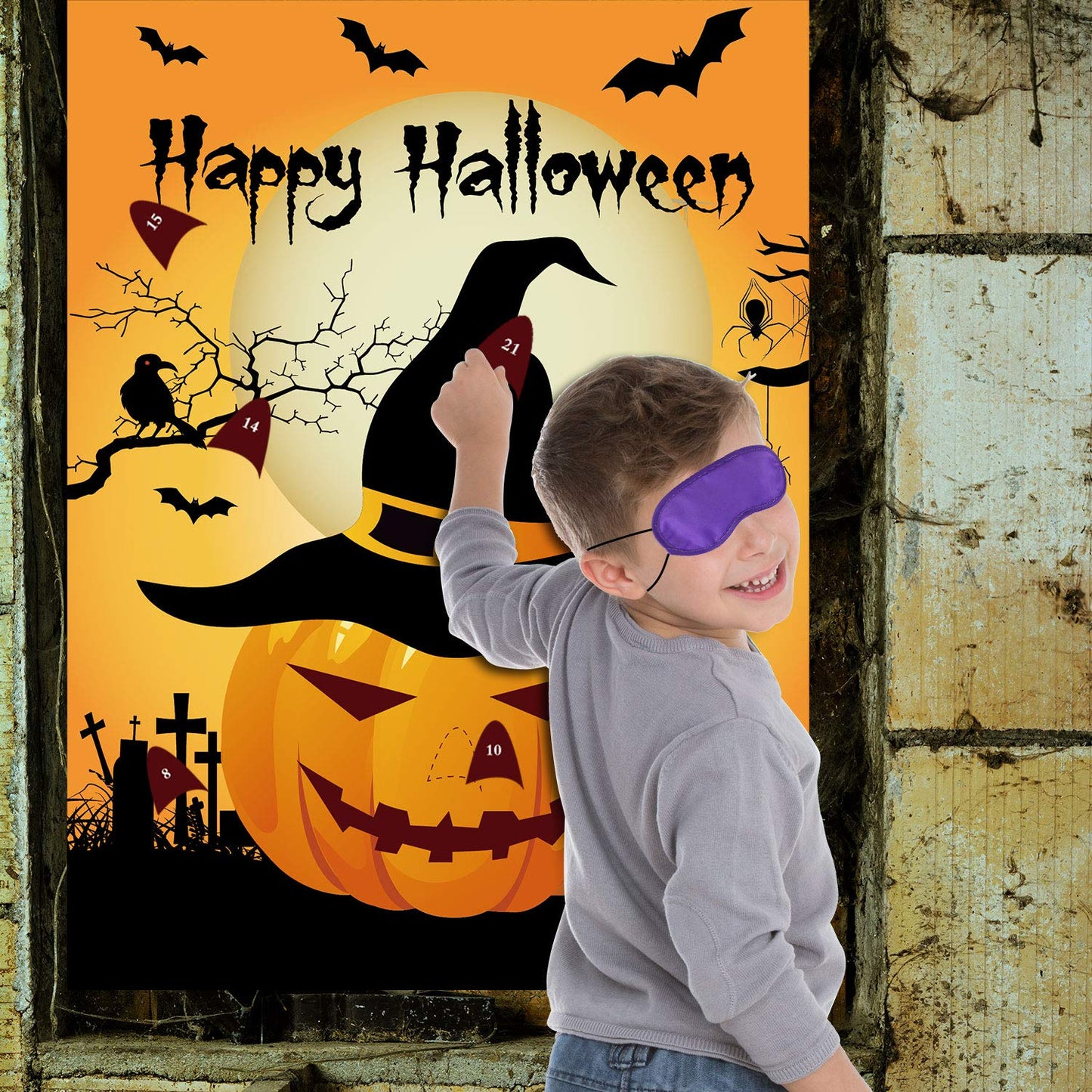 Tuparka Pin The Nose On The Pumpkin Halloween Party Games With 24 Noses And 20Pcs Halloween Balloons For Halloween Party Favors, Halloween Decorations